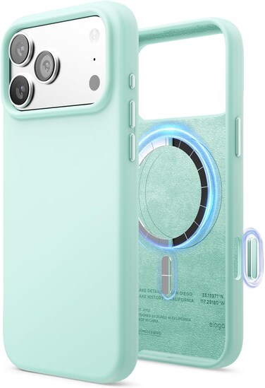 elago Magnetic Liquid Silicone compatible with iPhone 17 Pro MAX case cover [Camera Control Button Cover] compatible with MagSafe Shockproof - Aqua Sky
