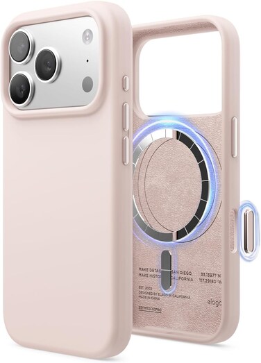 elago Magnetic Liquid Silicone compatible with iPhone 17 Pro case cover [Camera Control Button Cover] compatible with MagSafe Shockproof - Light Pink