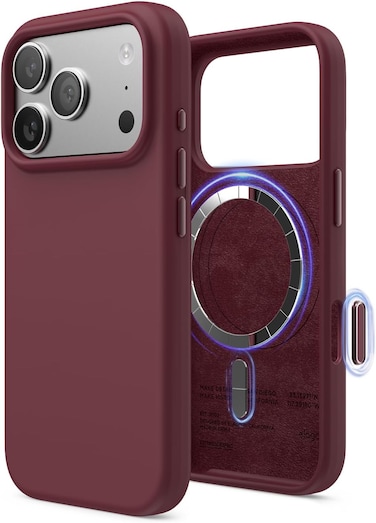 elago Magnetic Liquid Silicone compatible with iPhone 17 Pro case cover [Camera Control Button Cover] compatible with MagSafe Shockproof - Burgundy