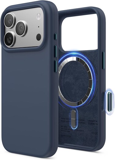 elago Magnetic Liquid Silicone compatible with iPhone 17 Pro case cover [Camera Control Button Cover] compatible with MagSafe Shockproof - Jean Indigo