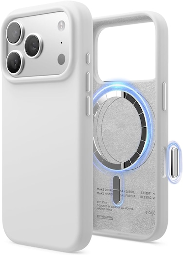 elago Magnetic Liquid Silicone compatible with iPhone 17 Pro case cover [Camera Control Button Cover] compatible with MagSafe Shockproof - White