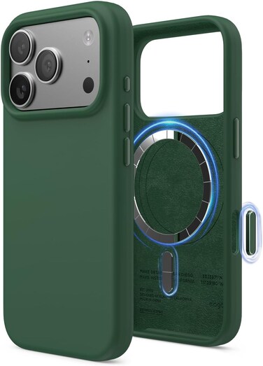 elago Magnetic Liquid Silicone compatible with iPhone 17 Pro case cover [Camera Control Button Cover] compatible with MagSafe Shockproof - Alpine Green