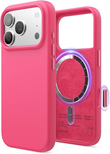 elago Magnetic Liquid Silicone compatible with iPhone 17 Pro case cover [Camera Control Button Cover] compatible with MagSafe Shockproof - Ice Red