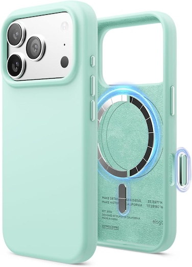 elago Magnetic Liquid Silicone compatible with iPhone 17 Pro case cover [Camera Control Button Cover] compatible with MagSafe Shockproof - Aqua Sky