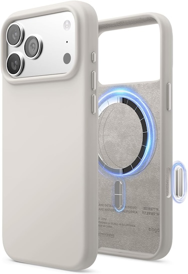 elago Magnetic Liquid Silicone compatible with iPhone 17 Pro MAX case cover [Camera Control Button Cover] compatible with MagSafe Shockproof - Stone