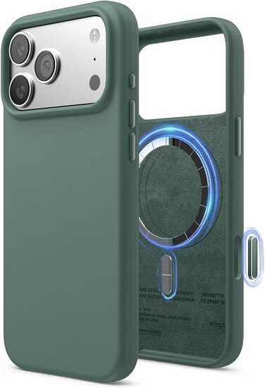 elago Magnetic Liquid Silicone compatible with iPhone 17 Pro MAX case cover [Camera Control Button Cover] compatible with MagSafe Shockproof - Midnight Green