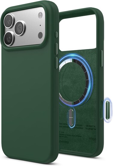 elago Magnetic Liquid Silicone compatible with iPhone 17 Pro MAX case cover [Camera Control Button Cover] compatible with MagSafe Shockproof - Alpine Green
