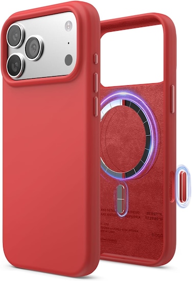 elago Magnetic Liquid Silicone compatible with iPhone 17 Pro MAX case cover [Camera Control Button Cover] compatible with MagSafe Shockproof - Red