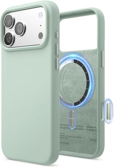 elago Magnetic Liquid Silicone compatible with iPhone 17 Pro MAX case cover [Camera Control Button Cover] compatible with MagSafe Shockproof - Mint