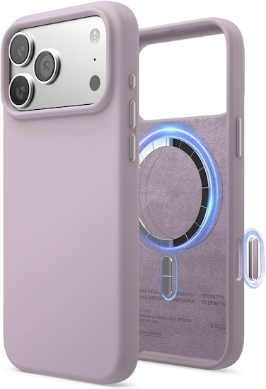 elago Magnetic Liquid Silicone compatible with iPhone 17 Pro MAX case cover [Camera Control Button Cover] compatible with MagSafe Shockproof - Soft Purple