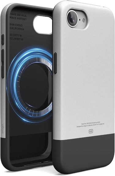 elago Magnetic Glide for iPhone 16E case cover (2025) compatible with MagSafe Drop Protection - Silver Black