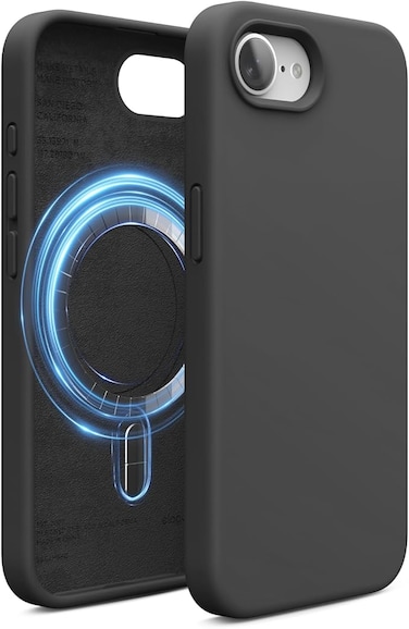 elago Magnetic Liquid Silicone for iPhone 16E case cover compatible with MagSafe Shockproof - Black