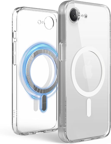 elago Magnetic Hybrid for iPhone 16E case cover (2025) compatible with MagSafe - Clear White