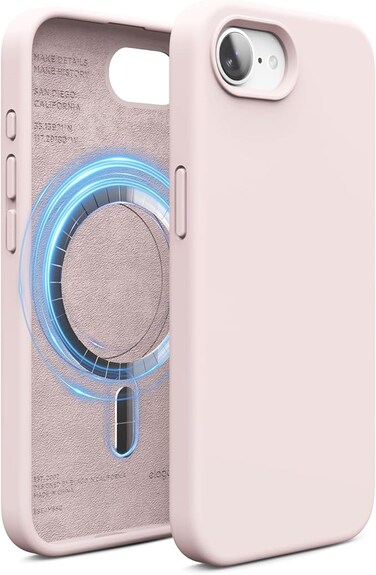 elago Magnetic Liquid Silicone for iPhone 16E case cover compatible with MagSafe Shockproof - Lovely Pink