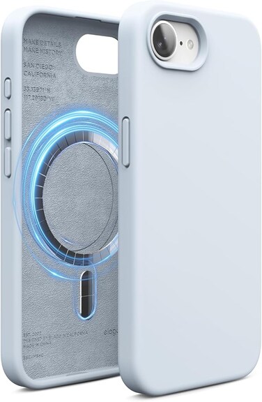 elago Magnetic Liquid Silicone for iPhone 16E case cover compatible with MagSafe Shockproof - Light Blue