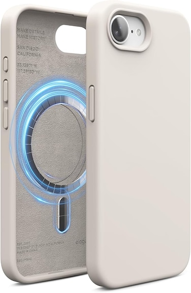 elago Magnetic Liquid Silicone for iPhone 16E case cover compatible with MagSafe Shockproof - Stone