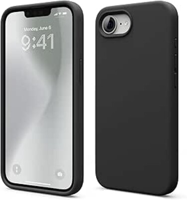 elago Liquid Silicone for iPhone 16E case cover (2025) Full Body Protection, Shockproof, Slim, Anti-Scratch Soft Microfiber Lining - Black