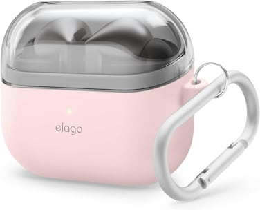 elago Duo Hang compatible with Samsung Galaxy Buds3 case and Galaxy Buds 3 Pro case cover with carabiner - Clear   Pink