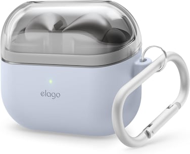 elago Duo Hang compatible with Samsung Galaxy Buds3 case and Galaxy Buds 3 Pro case cover with carabiner - Clear   Light Blue