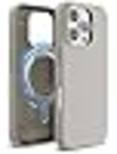 elago Magnetic Leather case for iPhone 16 PRO Compatible with MagSafe, Vegan Leather, Shockproof, Water-Resistant - Light Grey