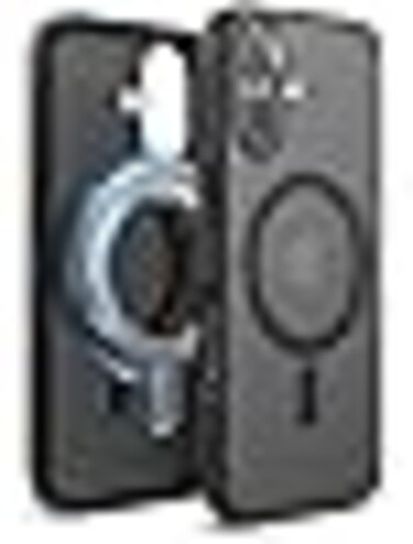 elago Magnetic Hybrid for iPhone 16 compatible with MagSafe case cover - Soft Feeling Matte Dark Gray Black (Translucent)