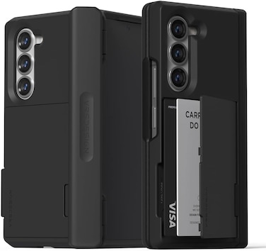 VRS Design Terra Guard Modern GO for Samsung Galaxy Z Fold 6 case cover (2024) with [2 Card Holder] compartment &amp; [Hinge Protection] - Black