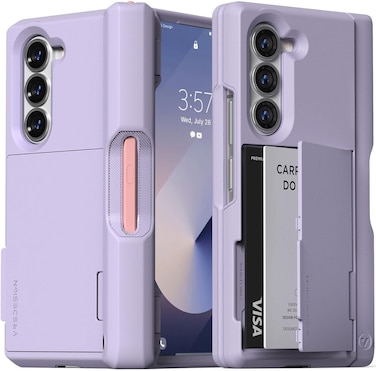 VRS Design Terra Guard Modern GO S [S-Pen Holder edition] for Samsung Galaxy Z Fold 6 case cover wallet with [2 Card Holder] compartment &amp; [Hinge Protection] - Purple