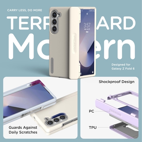 VRS Design Terra Guard Modern for Samsung Galaxy Z Fold 6 case cover (2024) with [Hinge Protection] - Lemonade
