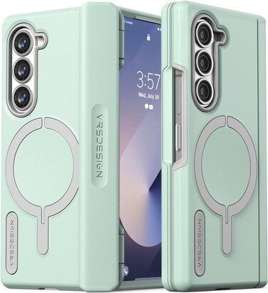 VRS Design Terra Guard Halo [MagSafe compatible] for Samsung Galaxy Z Fold 6 case cover (2024) with [Hinge Protection] - Marine Green