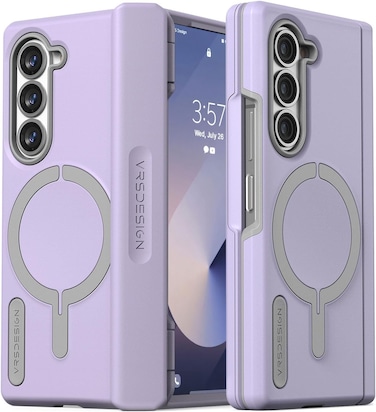VRS Design Terra Guard Halo [MagSafe compatible] for Samsung Galaxy Z Fold 6 case cover (2024) with [Hinge Protection] - Purple