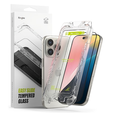 Ringke - iPhone 16 Pro Screen Protector,Easy Slide Tempered Glass,2 Pack, W Installation Jig