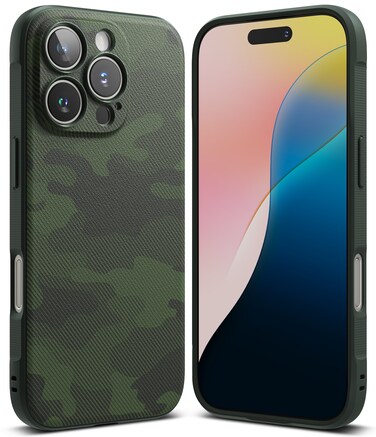 Ringke - iPhone 16 Pro Max Case , Onyx Series Flexible TPU Shockproof Rugged TPU Bumper Drop Protection Phone Cover- Camo Green