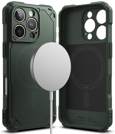 Ringke - iPhone 16 Pro Case , Rugged Gear Magnetic [Compatible with MagSafe] Protective Phone Case Cover - Dark Green