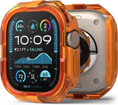 Ringke - Apple Watch Ultra 2 / 1 Case, Frame Bumper Protection Double Layered PC TPU Transparent Color Lightweight Cover for Watch Case
- Neon Orange