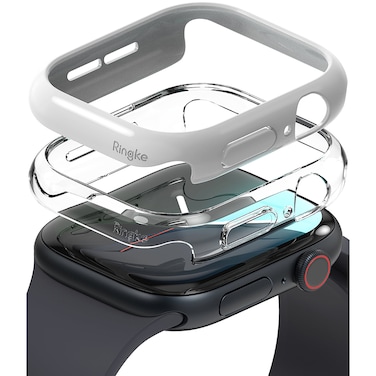 Ringke - Slim Case For Apple Watch 10 42mm, Bezel [Frame Only] Hard Polycarbonate Thin Cover- Clear + Dark Gray