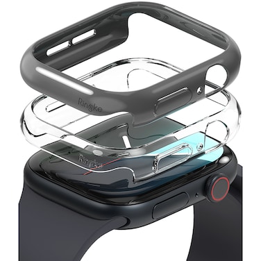 Ringke - Slim Case For Apple Watch 10 42mm, Bezel [Frame Only] Hard Polycarbonate Thin Cover- Clear + Light Gray