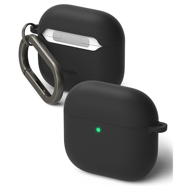 Ringke - Silicone Case for AirPods 4 , Anti-Scratch Shockproof Oil Smudge Proof Protective Cover with Keychain -Black