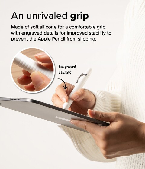 Ringke - Apple Pencil (2nd generation) &amp; Apple Pencil Pro Silicone Drafting Pencil Case Cover White