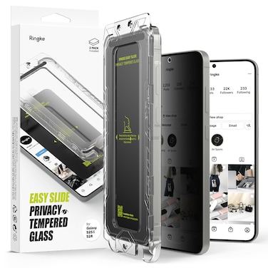 Ringke Privacy Tempered Glass [Easy Slide ] [Anti Spy] Compatible with Samsung Galaxy S25 Screen Protector (2025), Easy to Install Case Friendly Privacy Screen Protector - 2 Pack