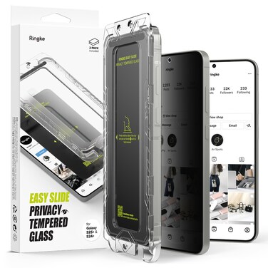 Ringke Privacy Tempered Glass [Easy Slide ] [Anti Spy] Compatible with Samsung Galaxy S25 Plus Screen Protector (2025), Easy to Install Case Friendly Privacy Screen Protector - 2 Pack