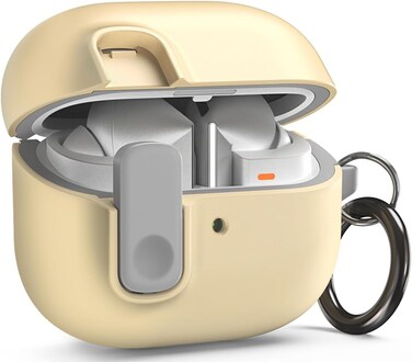 VRS Design Modern Lock compatible with Samsung Galaxy Buds3 case and Galaxy Buds 3 Pro case cover (2024) Secure Lock Protection with Carabiner - Lemonade