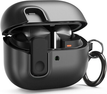 VRS Design Modern Lock compatible with Samsung Galaxy Buds3 case and Galaxy Buds 3 Pro case cover (2024) Secure Lock Protection with Carabiner - Metal Black