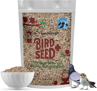 Egardenkart® Wild Bird Food - 1 Kg   Economic Bird Seed Mix for All types of Wild Birds   Bird Feed for Dove Pigeon Myna Lark Bulbul Sparrow Hoopoe   Bird Seeds Outdoor (1kgs, Small Seeds)
