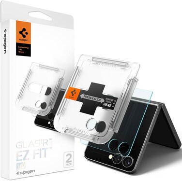Spigen GLAStR EZ-Fit HD [2 PACK] for Samsung Galaxy Z Flip 7 Screen Protector outer Front screen Tempered Glass - [2 Pack]