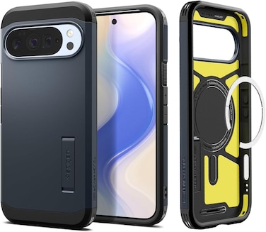 Spigen Tough Armor MagFit AI for Google Pixel 10 case Pixel 10 PRO case cover [Pixelsnap and MagSafe compatible] - Metal Slate