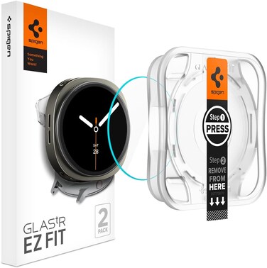 Spigen GLAStR EZ Fit [2 PACK] for Samsung Galaxy Watch 8 (44mm) Tempered Glass Screen Protector with Auto Align install kit - [2-Pack]