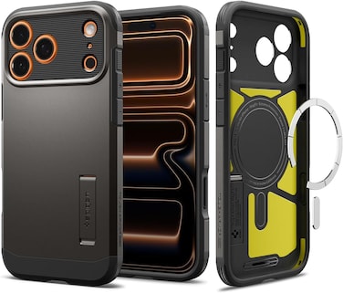Spigen Tough Armor T MagFit designed for iPhone 17 Pro Max case cover [MagSafe compatible] with [Capacitive Camera Control Button] and Kickstand - Gunmetal
