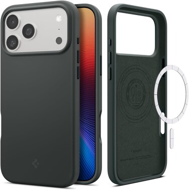 Spigen Silicone Fit MagFit for iPhone 17 Pro Max case cover [MagSafe compatible] - Abyss Green