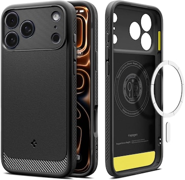 Spigen Rugged Armor MagFit designed for iPhone 17 PRO case cover (2025) [MagSafe compatible] - Matte Black