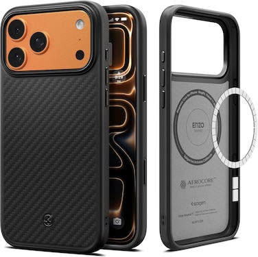 Spigen Enzo Aramid T MagFit designed for iPhone 17 PRO case [Camera Control Button Cover] [MagSafe compatible] Aramid Fiber - Black   Black